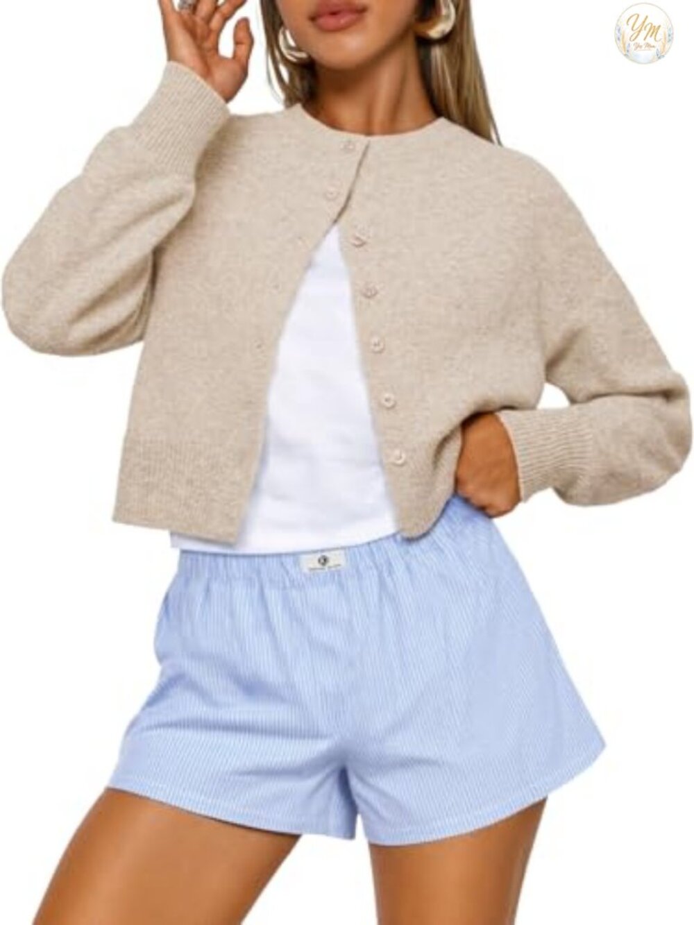 Cropped Cardigan Sweater Women's Buttery Soft Knit Button Front Long Sleeve